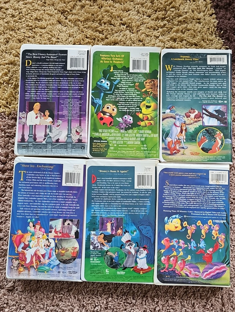 Bundle Walt Disney VHS Classic And Materpiece Movies LOT of 6